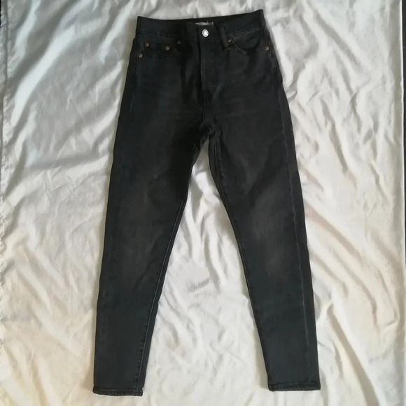 Levi's Wedgie Skinny High Rise Ankle Jeans in Jet Pack Gray Black 25 - Picture 3 of 16